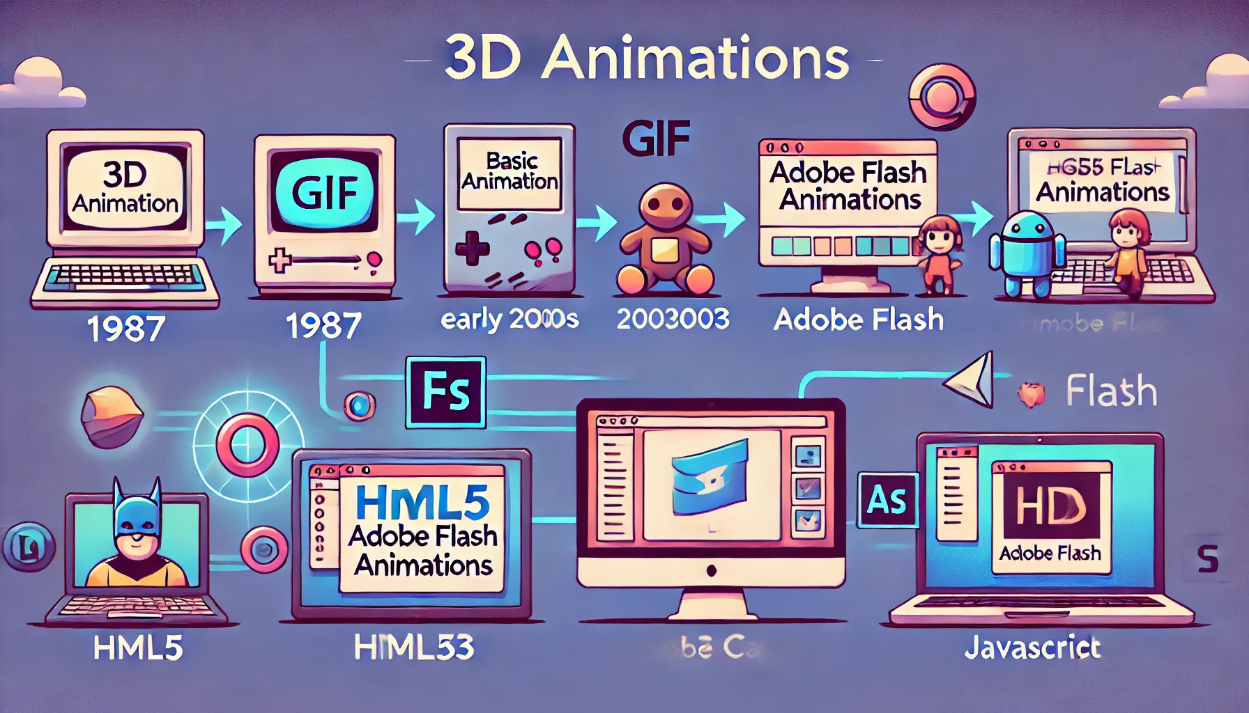 DALL·E 2024 06 27 00.59.18 Illustration showing the evolution of 3D animations 1