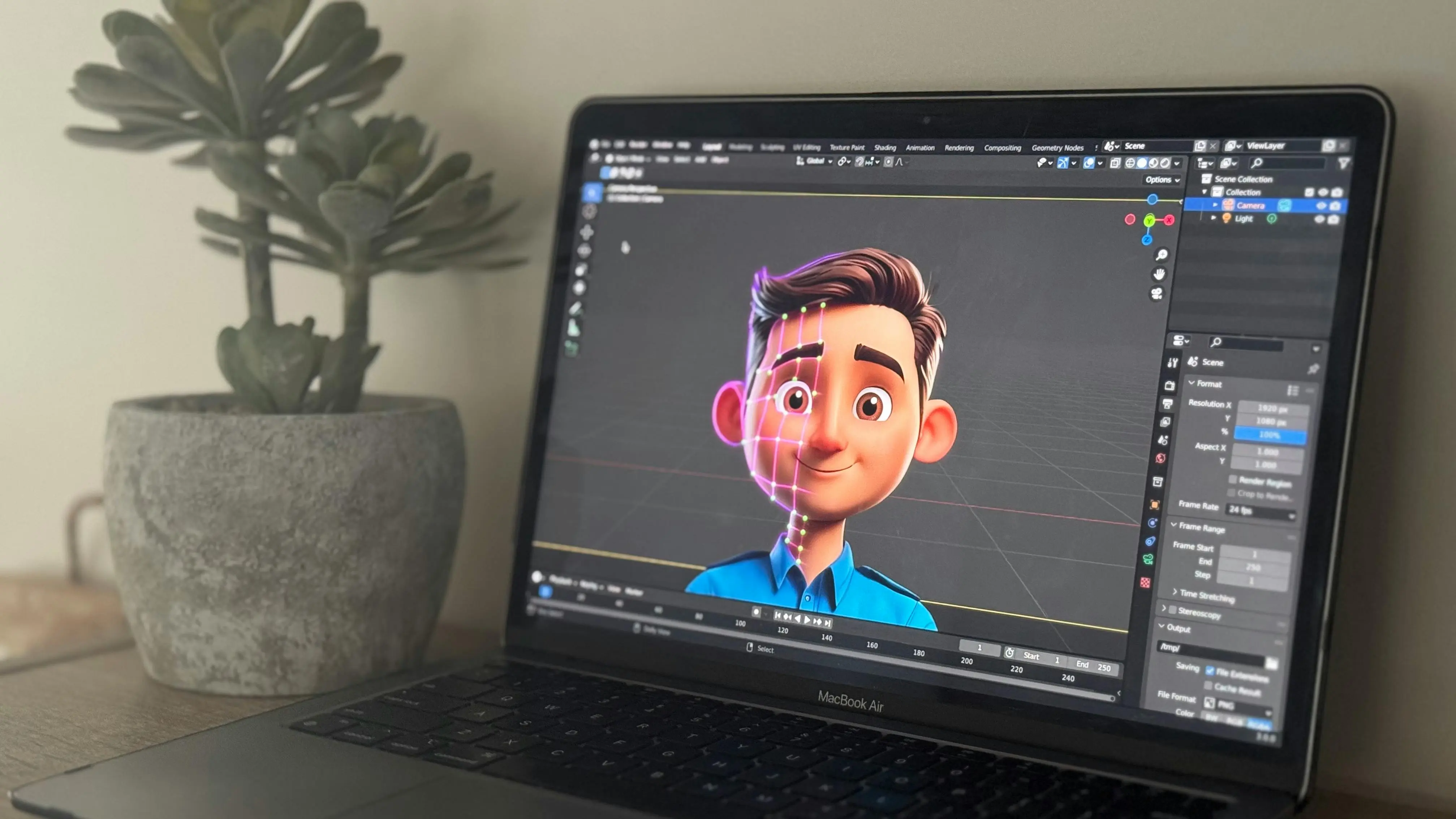 How 3D Animation in Product Marketing is Transforming Businesses in 2025 1 Designer creating a character in Blender to demonstrate 3D animation in product marketing